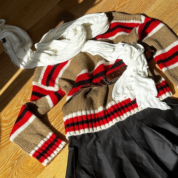 *Landes Brown Italian Leather Belt With Braid - Picture 1 of 7